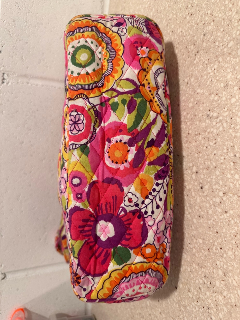 Vera Bradley Clementine Pleated Tote | Retired Floral Print Pink Orange - Picture 5 of 16